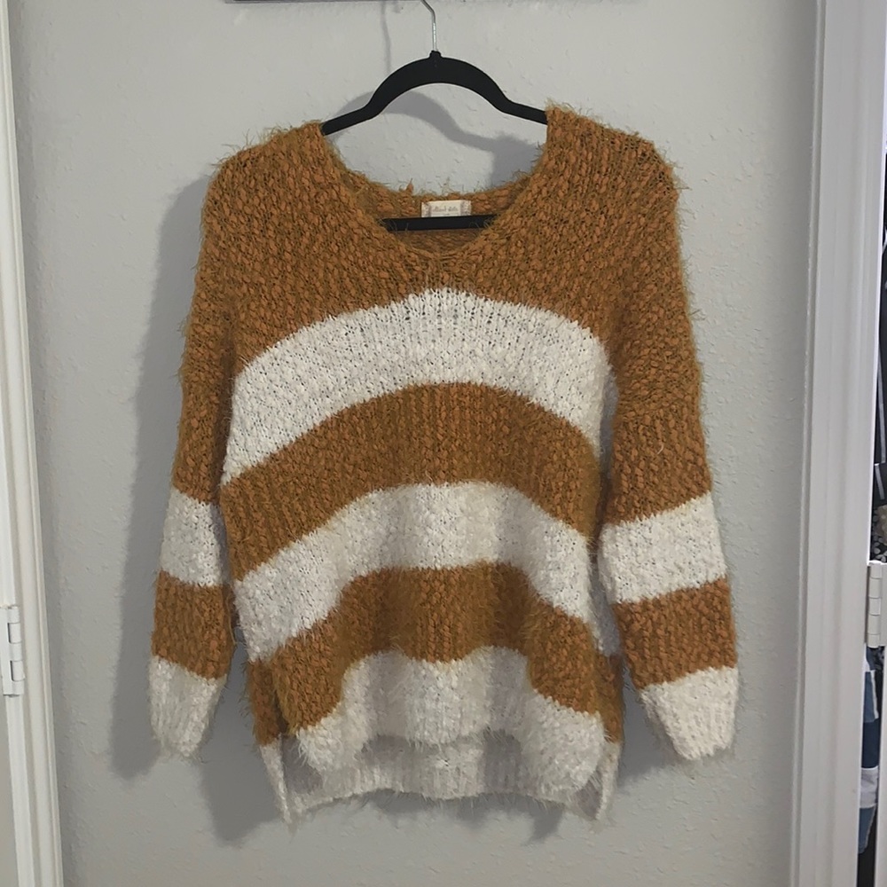 Altar’d State mustard and white eyelash sweater